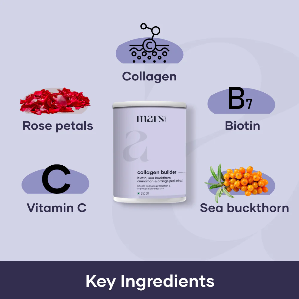 Plant Based Collagen Supplement Powder | Powered with Biotin, Vitamin C & Sea Buckthorn - (250 gm) - Image 2