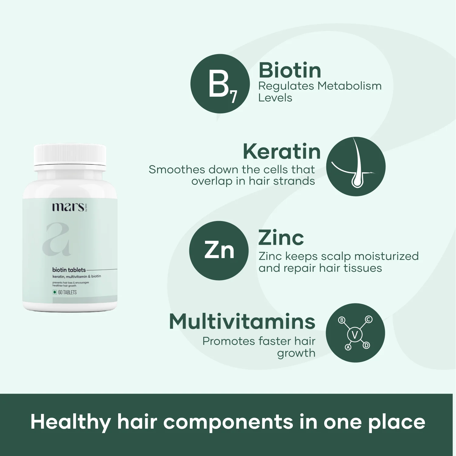 Biotin Tablets for hair growth | Vitamin b7 tablets | Best biotin for hair & beard growth | Biotin supplements - Image 2