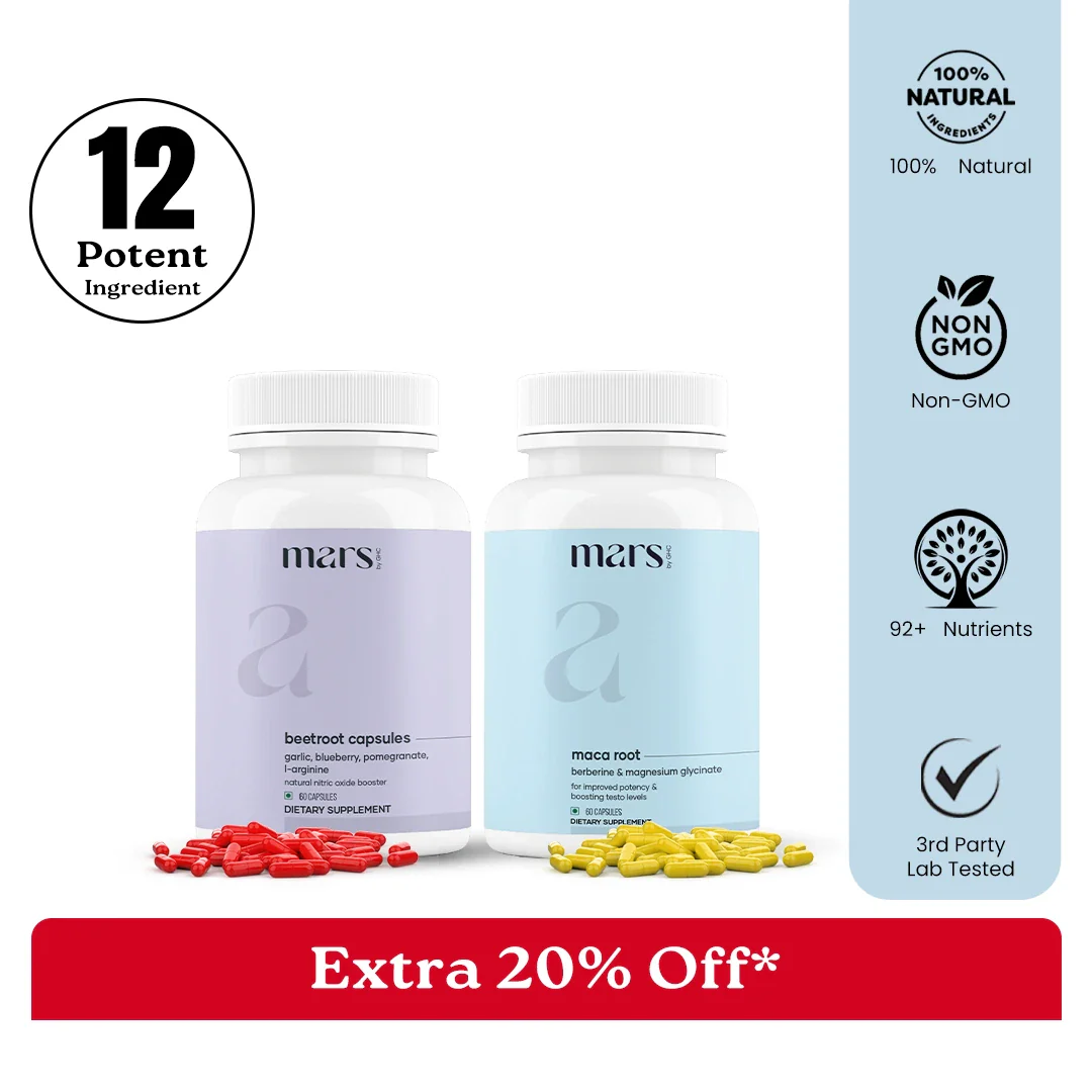 Mars BeetMax Combo : Mars Beetroot Nitric Oxide Booster & Mars Maca Root Capsules