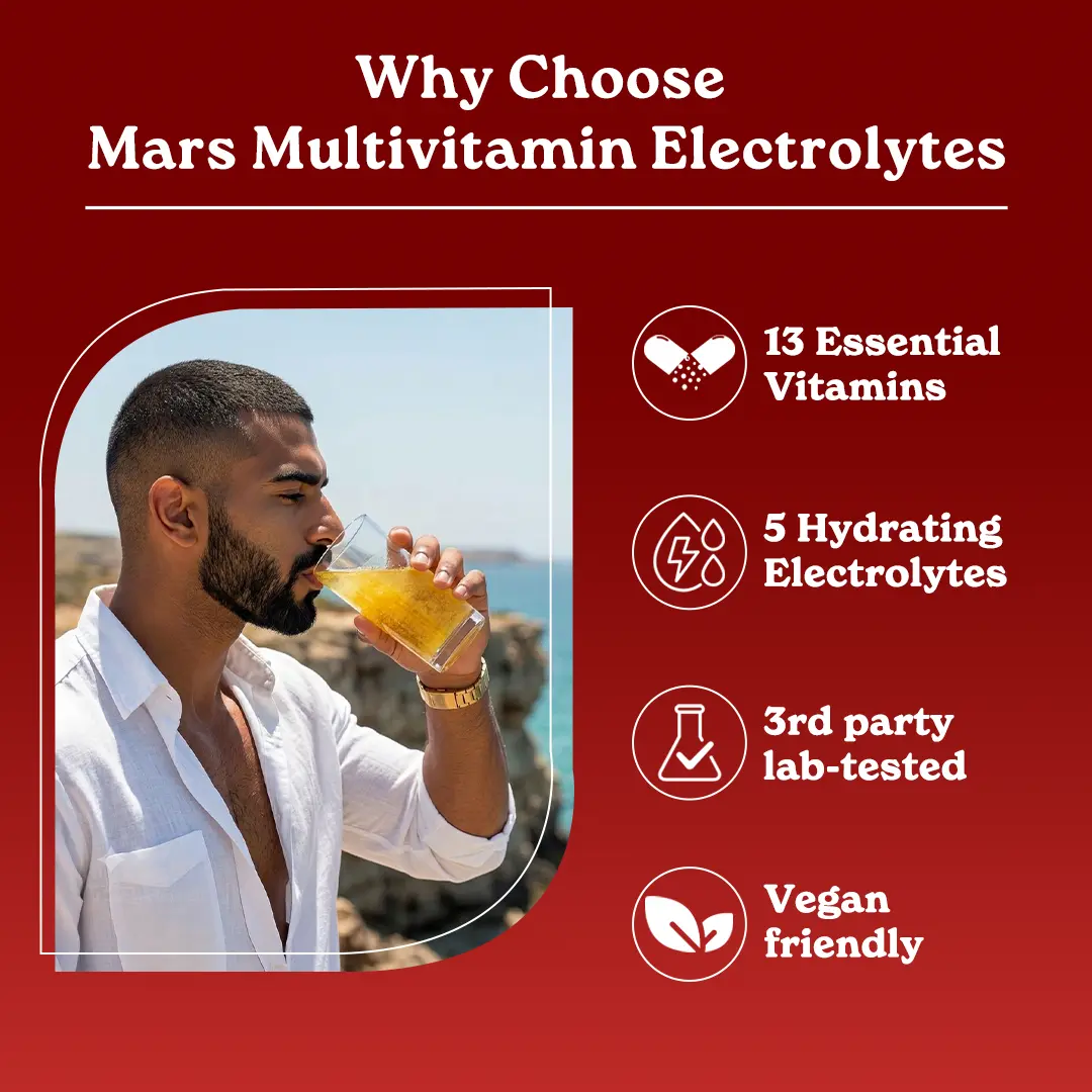 Mars Multivitamin Electrolytes Powder with Vitamins, Minerals, Adaptogens, Probiotics & Electrolytes | Lemon Orange Flavour - Daily Hydration, Energy, Recovery & Whole Body Wellness | 30 Servings - Image 10