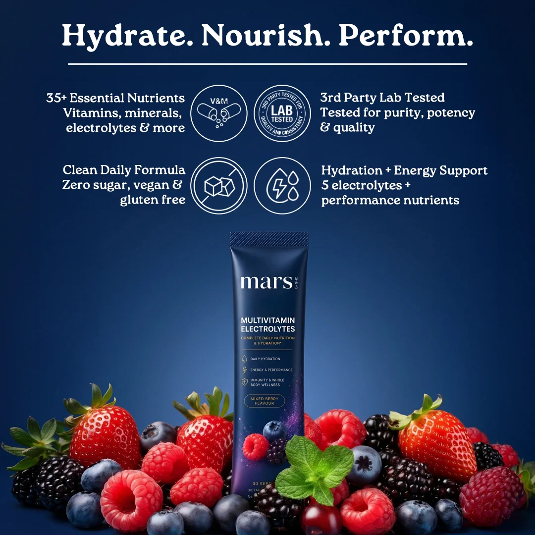 Mars Multivitamin Electrolytes Powder with Vitamins, Minerals, Adaptogens, Probiotics & Electrolytes | Mixed Berry Flavour - Daily Hydration, Energy, Recovery & Whole Body Wellness | 30 Servings - Image 4