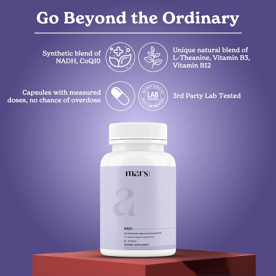 Mars NAD+ Capsules with NADH, CoQ10 & B-Vitamins – Cellular Energy, Brain Health & Longevity Support (60 Capsules) - Image 2