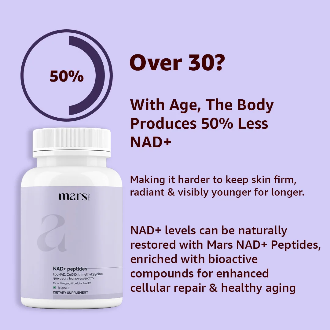 Mars NAD+ Peptides 1000MG with Liposomal NAD, Trans-Resveratrol, CoQ10 for Anti-Ageing, Skin Tightening & Cellular Repair - Image 5