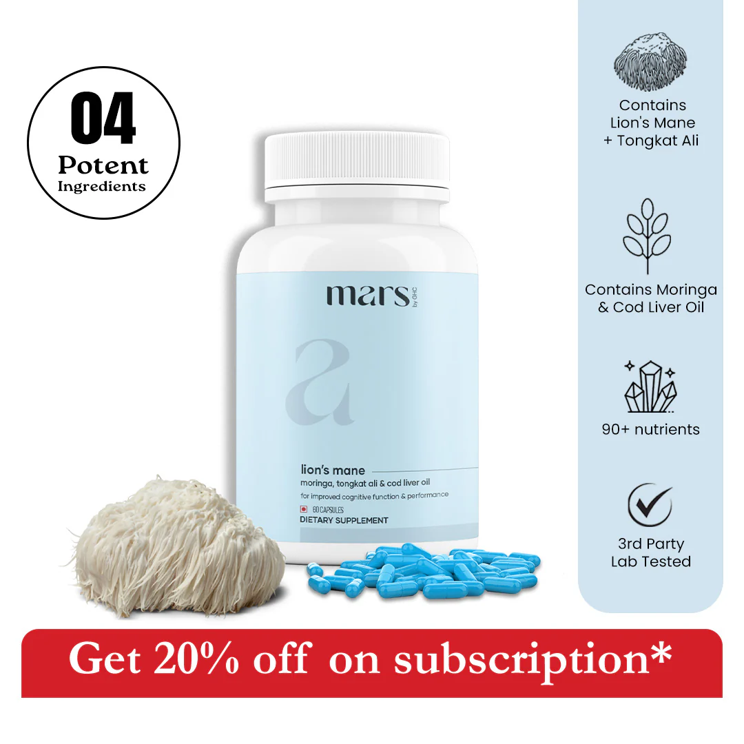 Mars Lion’s Mane Capsules with Tongkat Ali, Moringa & Cod Liver Oil – Stamina, Drive & Performance Support